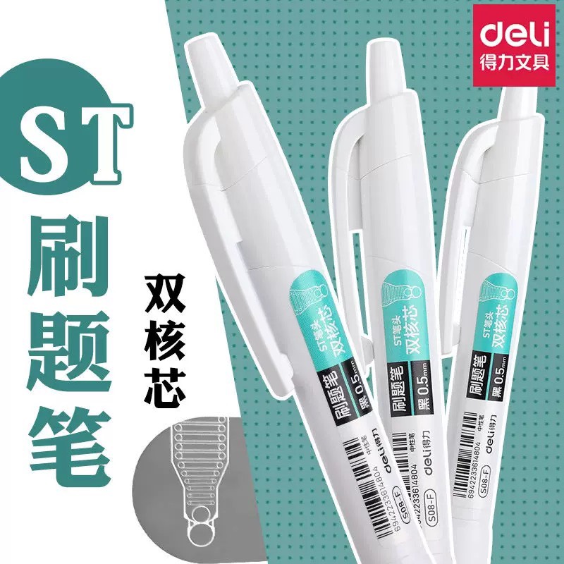 Bút gel bấm 0.5mm mực đen - S08F -Deli(12C/H)
