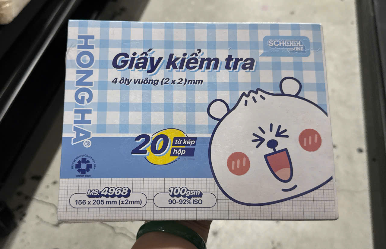 Giấy kiểm tra - 4968 - ĐL100 - 4Ô(20Tờ/H) - Hồng Hà