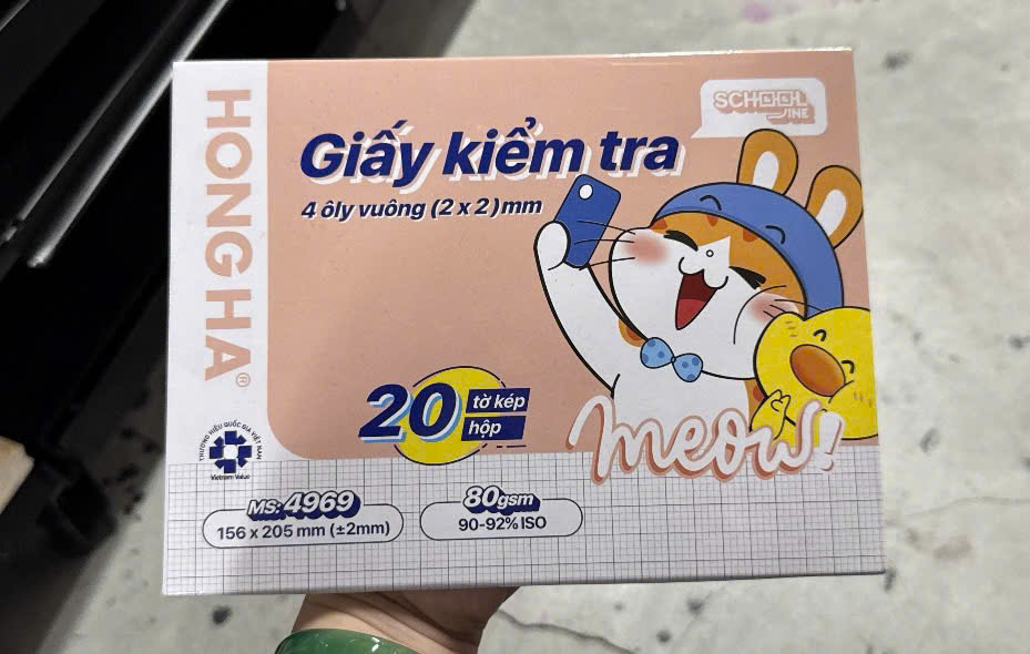 Giấy kiểm tra - 4969 - ĐL80 - 4Ô (120Hộp/T) - Hồng Hà