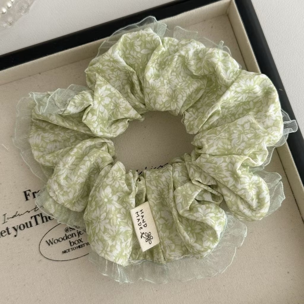 Buộc tóc Scrunchies - Hoa xanh