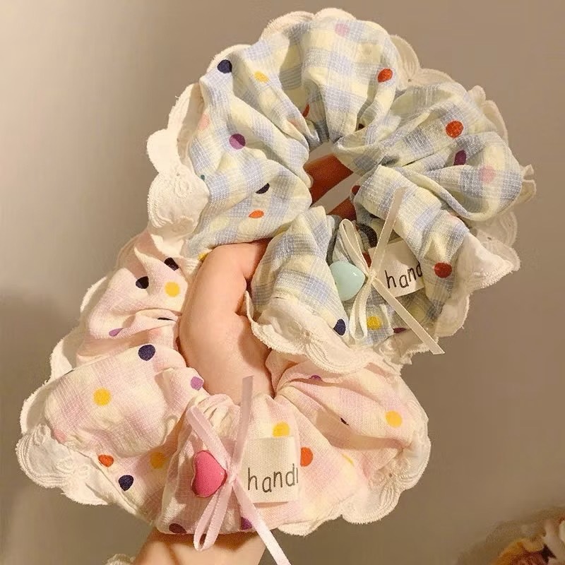 Buộc tóc Scrunchies - Bi nơ chéo