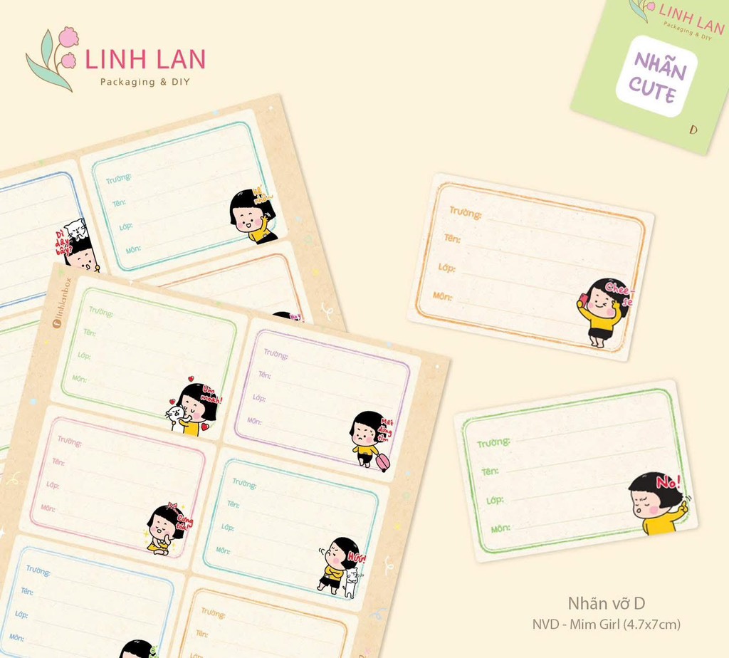 Nhãn Vở học sinh-Linh Lan - Nhãn Cute