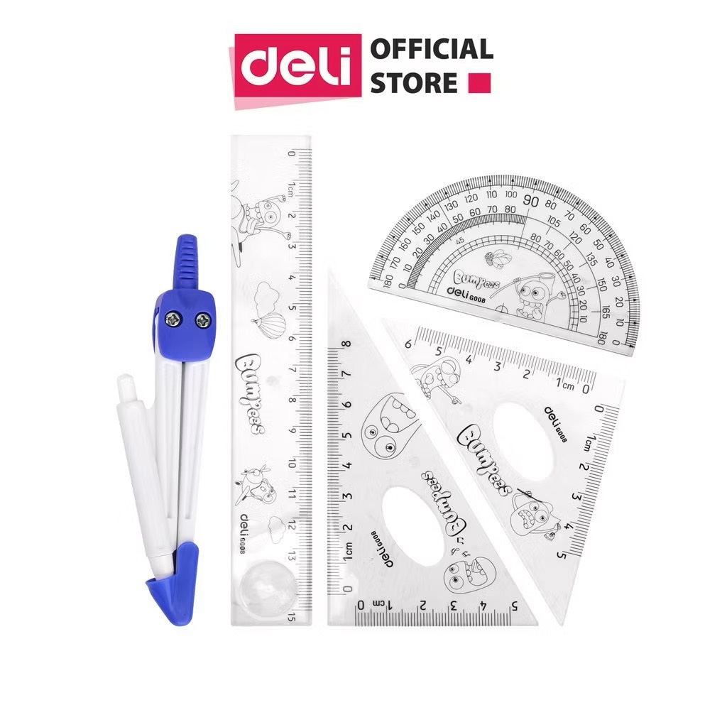 Bộ thước 5pcs - Trong suốt 9598 - Deli