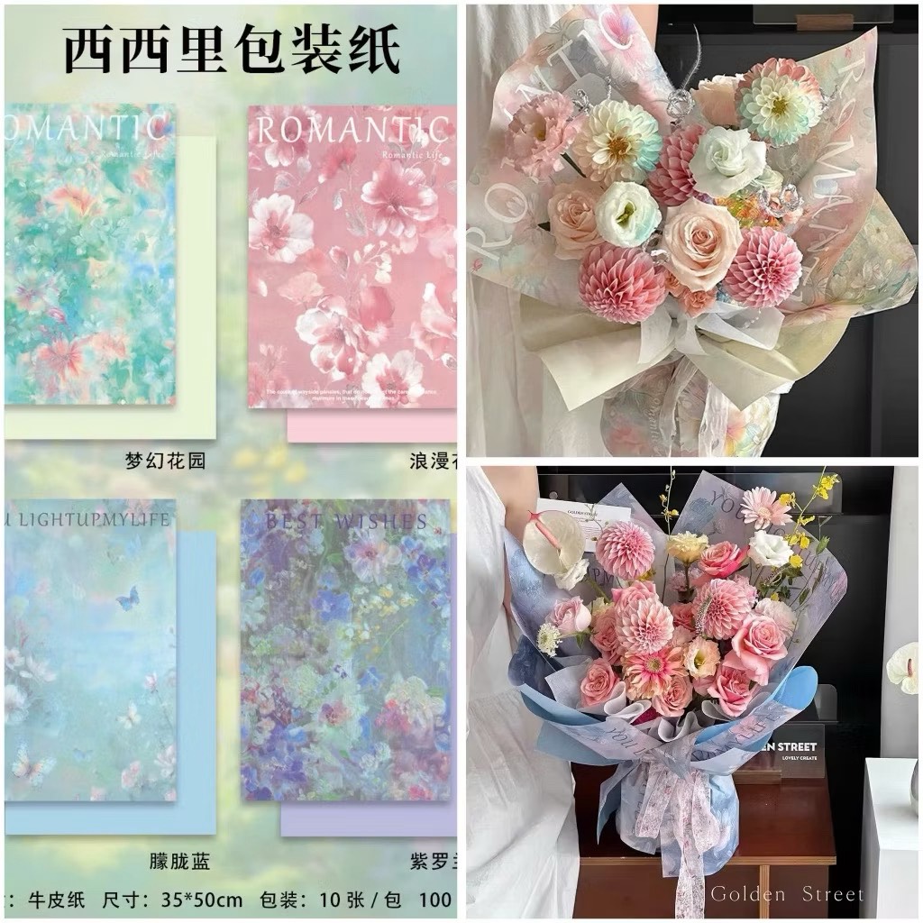 Giấy gói hoa sơn dầu hoạ tiết (38x50)