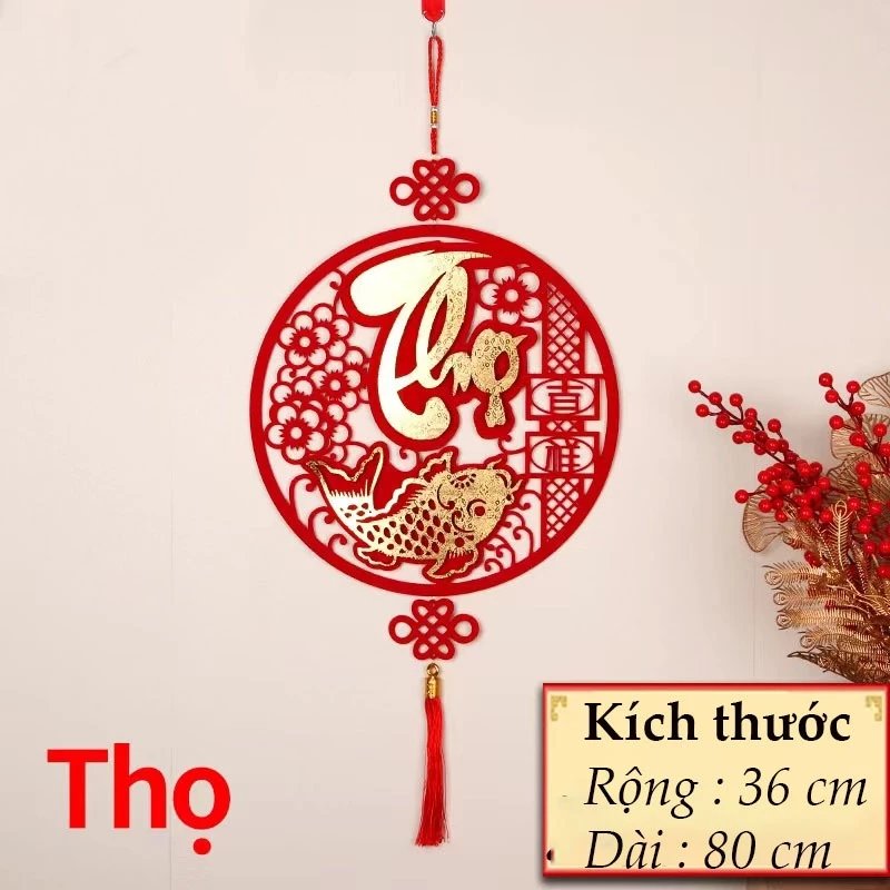 Dải treo trang trí tết - Chữ Thọ vàng