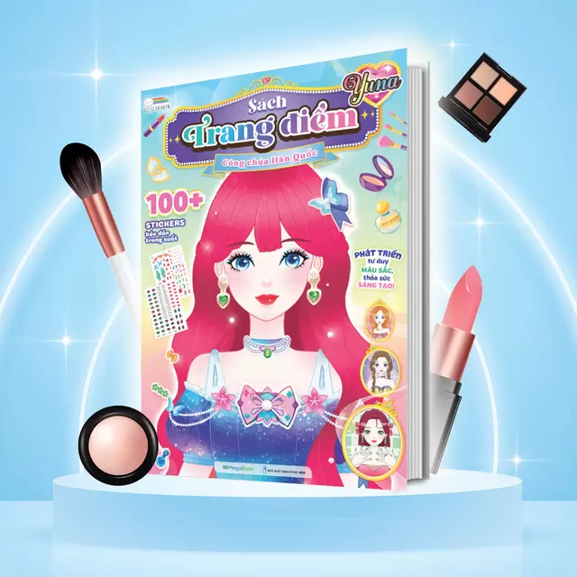 Sách Trang điểm Công chúa Hàn Quốc Yuna (Tô màu và bóc dán hơn 100+ stickers cho bé)