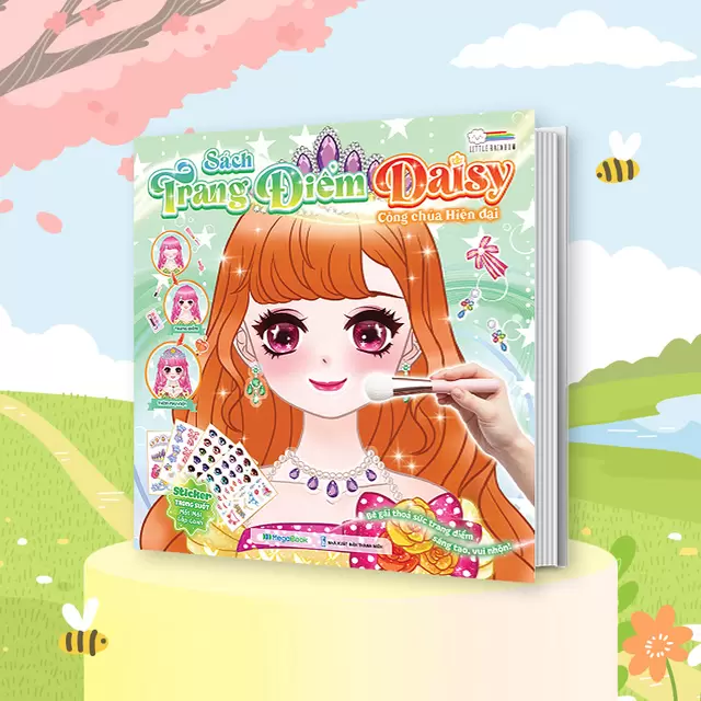 Sách Trang điểm công chúa Daisy - Công chúa hiện đại (Hơn 100 Stickers phụ kiện lấp lánh) (Tô màu và bóc dán hơn 100+ stickers cho bé)
